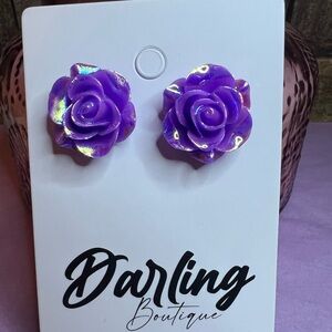 Purple Rose Earrings
